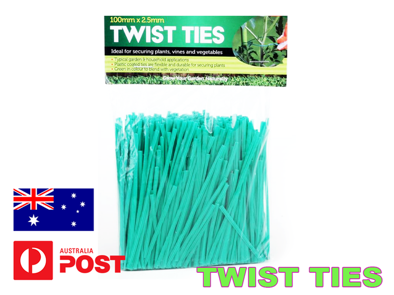 100mm Twist Ties Green Plastic Coated